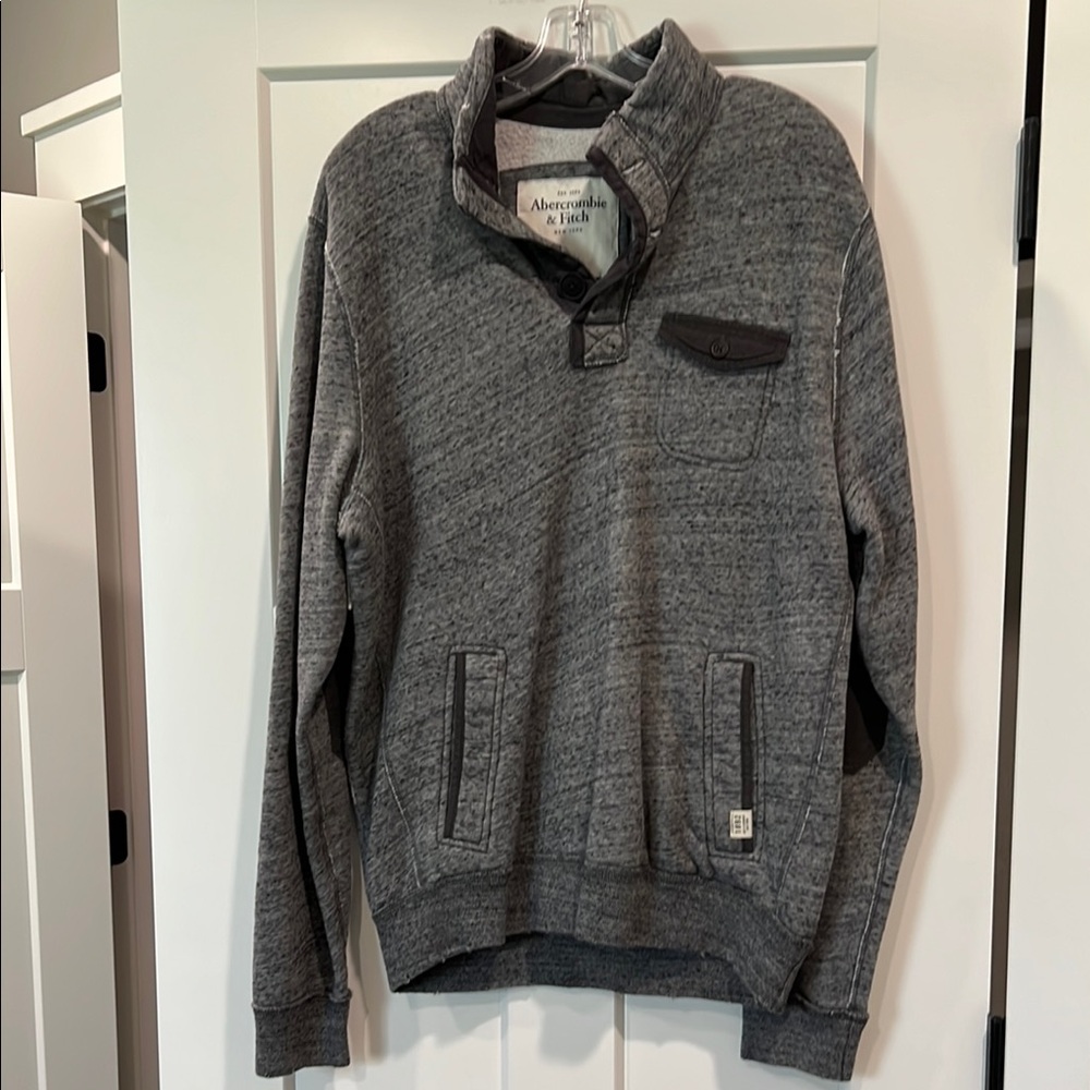 Abercrombie & Fitch Gray Zip Up Sweater with Mock Neck